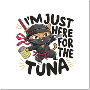 One design features a sneaky ninja cat with a katana in one hand and a can of tuna in the other. (5) Posters and Art